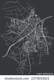 Detailed hand-drawn navigational urban street roads map of the Dutch city of VUGHT, NETHERLANDS with solid road lines and name tag on vintage background