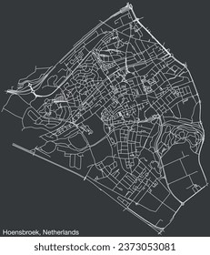 Detailed hand-drawn navigational urban street roads map of the Dutch city of HOENSBROEK, NETHERLANDS with solid road lines and name tag on vintage background