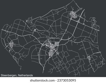 Detailed hand-drawn navigational urban street roads map of the Dutch city of STEENBERGEN, NETHERLANDS with solid road lines and name tag on vintage background