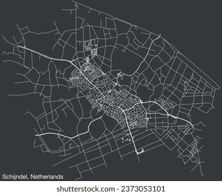 Detailed hand-drawn navigational urban street roads map of the Dutch city of SCHIJNDEL, NETHERLANDS with solid road lines and name tag on vintage background