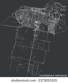 Detailed hand-drawn navigational urban street roads map of the Dutch city of OUD-BEIJERLAND, NETHERLANDS with solid road lines and name tag on vintage background