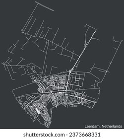 Detailed hand-drawn navigational urban street roads map of the Dutch city of LEERDAM, NETHERLANDS with solid road lines and name tag on vintage background