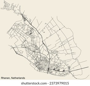 Detailed hand-drawn navigational urban street roads map of the Dutch city of BERGEYK, NETHERLANDS with solid road lines and name tag on vintage background