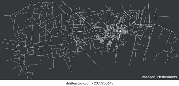 Detailed hand-drawn navigational urban street roads map of the Dutch city of VAASSEN, NETHERLANDS with solid road lines and name tag on vintage background
