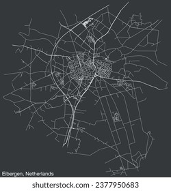 Detailed hand-drawn navigational urban street roads map of the Dutch city of EIBERGEN, NETHERLANDS with solid road lines and name tag on vintage background