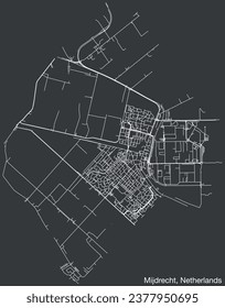 Detailed hand-drawn navigational urban street roads map of the Dutch city of MIJDRECHT, NETHERLANDS with solid road lines and name tag on vintage background