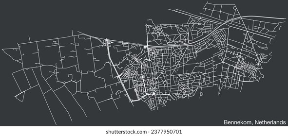 Detailed hand-drawn navigational urban street roads map of the Dutch city of BENNEKOM, NETHERLANDS with solid road lines and name tag on vintage background