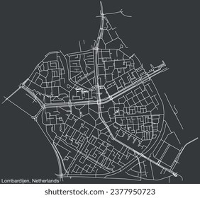 Detailed hand-drawn navigational urban street roads map of the Dutch city of LOMBARDIJEN, NETHERLANDS with solid road lines and name tag on vintage background