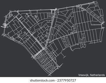 Detailed hand-drawn navigational urban street roads map of the Dutch city of VREEWIJK, NETHERLANDS with solid road lines and name tag on vintage background