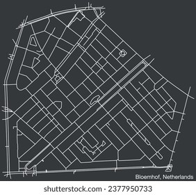 Detailed hand-drawn navigational urban street roads map of the Dutch city of BLOEMHOF, NETHERLANDS with solid road lines and name tag on vintage background