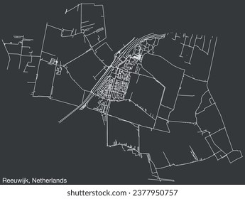 Detailed hand-drawn navigational urban street roads map of the Dutch city of REEUWIJK, NETHERLANDS with solid road lines and name tag on vintage background