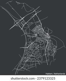 Detailed hand-drawn navigational urban street roads map of the Dutch city of HATTEM, NETHERLANDS with solid road lines and name tag on vintage background