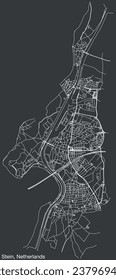 Detailed hand-drawn navigational urban street roads map of the Dutch city of STEIN, NETHERLANDS with solid road lines and name tag on vintage background