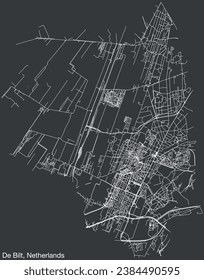 Detailed hand-drawn navigational urban street roads map of the Dutch city of DE BILT, NETHERLANDS with solid road lines and name tag on vintage background