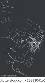 Detailed hand-drawn navigational urban street roads map of the Dutch city of THOLEN, NETHERLANDS with solid road lines and name tag on vintage background
