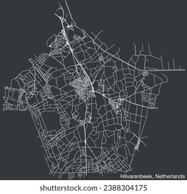 Detailed hand-drawn navigational urban street roads map of the Dutch city of HILVARENBEEK, NETHERLANDS with solid road lines and name tag on vintage background