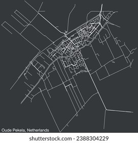 Detailed hand-drawn navigational urban street roads map of the Dutch city of OUDE PEKELA, NETHERLANDS with solid road lines and name tag on vintage background