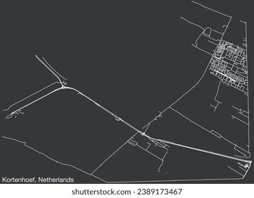 Detailed hand-drawn navigational urban street roads map of the Dutch city of KORTENHOEF, NETHERLANDS with solid road lines and name tag on vintage background