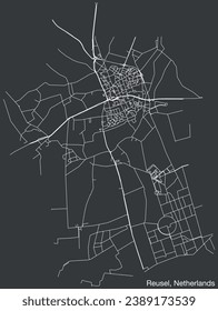 Detailed hand-drawn navigational urban street roads map of the Dutch city of REUSEL, NETHERLANDS with solid road lines and name tag on vintage background