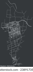 Detailed hand-drawn navigational urban street roads map of the Dutch city of SCHARN, NETHERLANDS with solid road lines and name tag on vintage background