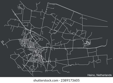 Detailed hand-drawn navigational urban street roads map of the Dutch city of HEINO, NETHERLANDS with solid road lines and name tag on vintage background
