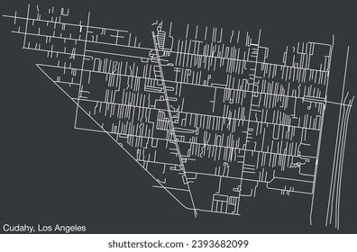 Detailed hand-drawn navigational urban street roads map of the CITY OF CUDAHY of the American LOS ANGELES CITY COUNCIL, UNITED STATES with vivid road lines and name tag on solid background