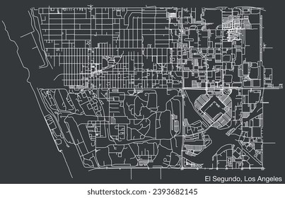 Detailed hand-drawn navigational urban street roads map of the CITY OF EL SEGUNDO of the American LOS ANGELES CITY COUNCIL, UNITED STATES with vivid road lines and name tag on solid background