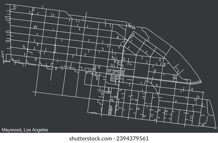 Detailed hand-drawn navigational urban street roads map of the CITY OF MAYWOOD of the American LOS ANGELES CITY COUNCIL, UNITED STATES with vivid road lines and name tag on solid background