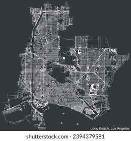 Detailed hand-drawn navigational urban street roads map of the CITY OF LONG BEACH of the American LOS ANGELES CITY COUNCIL, UNITED STATES with vivid road lines and name tag on solid background