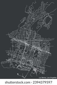 Mapa detallado de las carreteras urbanas de navegación a mano de la CIUDAD DE LA VERNE del CONSEJO CIUDAD DE LOS ÁNGELES, ESTADOS UNIDOS con líneas viales vívidas y etiqueta de nombre en fondo sólido