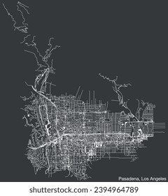 Detailed hand-drawn navigational urban street roads map of the CITY OF PASADENA of the American LOS ANGELES CITY COUNCIL, UNITED STATES with vivid road lines and name tag on solid background