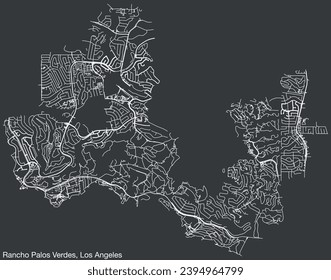 Detailed hand-drawn navigational urban street roads map of the CITY OF RANCHO PALOS VERDES of the American LOS ANGELES CITY COUNCIL, UNITED STATES with vivid road lines and name tag on solid backgroun