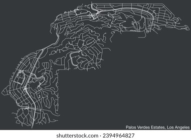 Detailed hand-drawn navigational urban street roads map of the CITY OF PALOS VERDES ESTATES of the American LOS ANGELES CITY COUNCIL, UNITED STATES with vivid road lines and name tag on solid backgrou