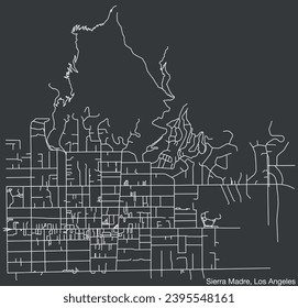 Detailed hand-drawn navigational urban street roads map of the CITY OF SIERRA MADRE of the American LOS ANGELES CITY COUNCIL, UNITED STATES with vivid road lines and name tag on solid background