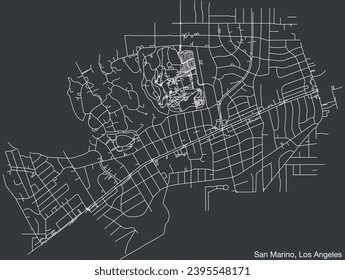 Detailed hand-drawn navigational urban street roads map of the CITY OF SAN MARINO of the American LOS ANGELES CITY COUNCIL, UNITED STATES with vivid road lines and name tag on solid background