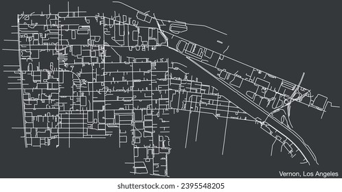 Detailed hand-drawn navigational urban street roads map of the CITY OF VERNON of the American LOS ANGELES CITY COUNCIL, UNITED STATES with vivid road lines and name tag on solid background