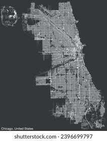 Detailed hand-drawn navigational urban street roads map of the American city of CHICAGO, ILLINOIS with vivid road lines and name tag on solid background