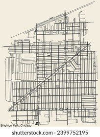 Detailed hand-drawn navigational urban street roads map of the BRIGHTON PARK COMMUNITY AREA of the American city of CHICAGO, ILLINOIS with vivid road lines and name tag on solid background