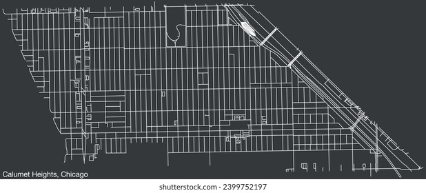 Detailed hand-drawn navigational urban street roads map of the CALUMET HEIGHTS COMMUNITY AREA of the American city of CHICAGO, ILLINOIS with vivid road lines and name tag on solid background