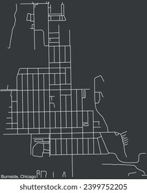 Detailed hand-drawn navigational urban street roads map of the BURNSIDE COMMUNITY AREA of the American city of CHICAGO, ILLINOIS with vivid road lines and name tag on solid background