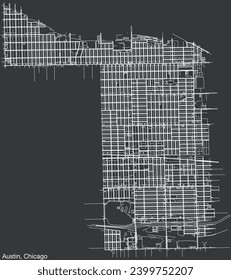 Detailed hand-drawn navigational urban street roads map of the AUSTIN COMMUNITY AREA of the American city of CHICAGO, ILLINOIS with vivid road lines and name tag on solid background