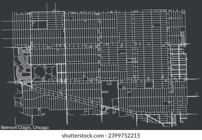 Detailed hand-drawn navigational urban street roads map of the BELMONT CRAGIN COMMUNITY AREA of the American city of CHICAGO, ILLINOIS with vivid road lines and name tag on solid background