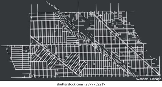 Detailed hand-drawn navigational urban street roads map of the AVONDALE COMMUNITY AREA of the American city of CHICAGO, ILLINOIS with vivid road lines and name tag on solid background