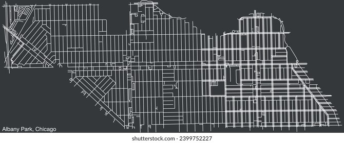 Detailed hand-drawn navigational urban street roads map of the ALBANY PARK COMMUNITY AREA of the American city of CHICAGO, ILLINOIS with vivid road lines and name tag on solid background