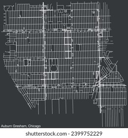 Detailed hand-drawn navigational urban street roads map of the AUBURN GRESHAM COMMUNITY AREA of the American city of CHICAGO, ILLINOIS with vivid road lines and name tag on solid background