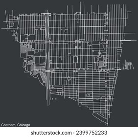 Detailed hand-drawn navigational urban street roads map of the CHATHAM COMMUNITY AREA of the American city of CHICAGO, ILLINOIS with vivid road lines and name tag on solid background