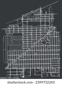 Detailed hand-drawn navigational urban street roads map of the BRIGHTON PARK COMMUNITY AREA of the American city of CHICAGO, ILLINOIS with vivid road lines and name tag on solid background