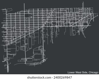 Detailed hand-drawn navigational urban street roads map of the LOWER WEST SIDE COMMUNITY AREA of the American city of CHICAGO, ILLINOIS with vivid road lines and name tag on solid background