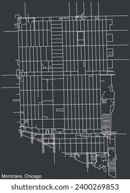 Detailed hand-drawn navigational urban street roads map of the MONTCLARE COMMUNITY AREA of the American city of CHICAGO, ILLINOIS with vivid road lines and name tag on solid background