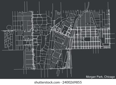 Detailed hand-drawn navigational urban street roads map of the MORGAN PARK COMMUNITY AREA of the American city of CHICAGO, ILLINOIS with vivid road lines and name tag on solid background